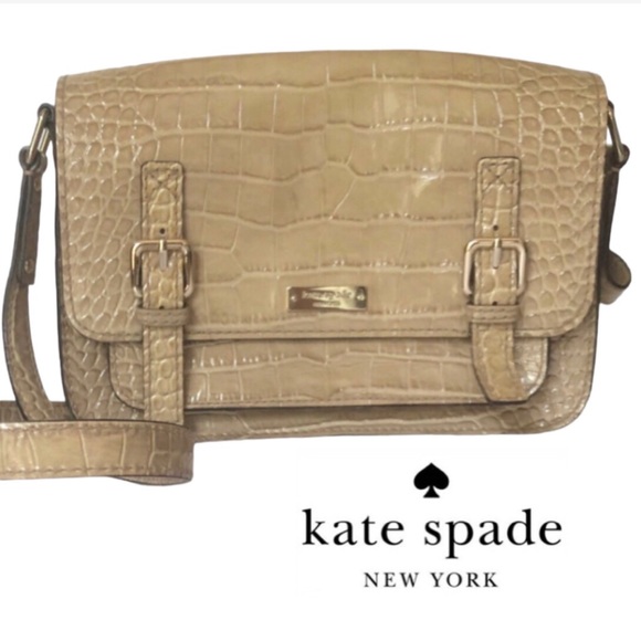 kate spade Essex Scout Cambridge Embossed Tan  Leather Crossbody PXRU2798 - Picture 6 of 16